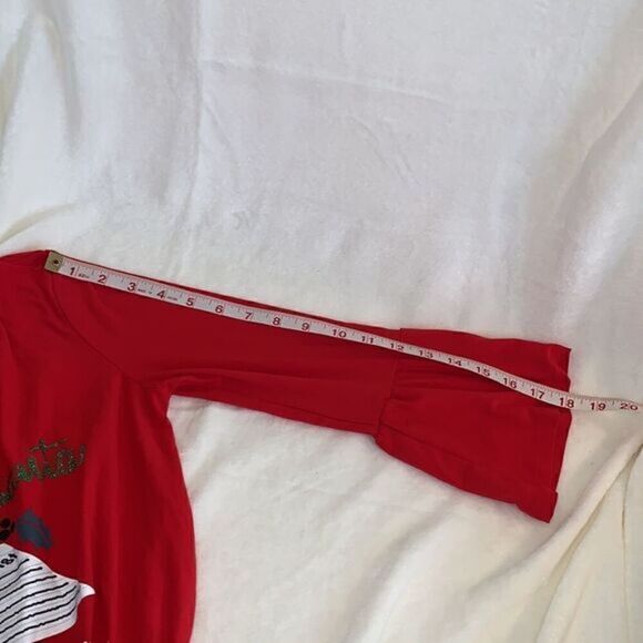 Derek Heart Santa It's A Long Story 3/4 Bell Sleeves Tee‎ Shirt Size Med 10/12 - Picture 9 of 9